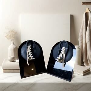 Pair of Ear Clips with Leaf and Tassel Accents